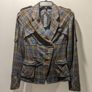 L.A.M.B. Wool Tartan Military Style Coat